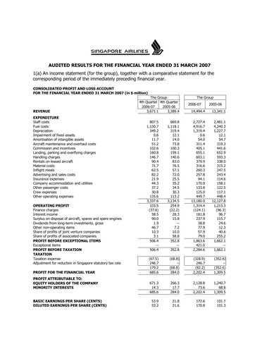 Thumbnail Singapore Airlines Financial Report 2006-2007