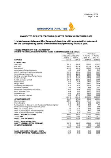 Thumbnail Singapore Airlines Quarterly Report 2008-q3