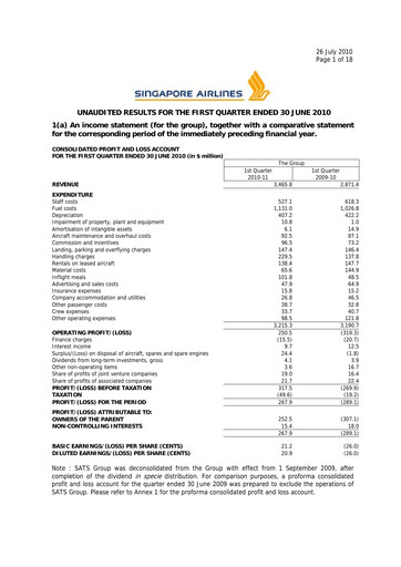 Thumbnail Singapore Airlines Quarterly Report 2010-q1
