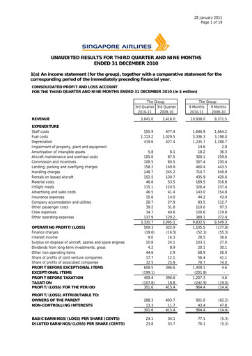 Thumbnail Singapore Airlines Quarterly Report 2010-q3