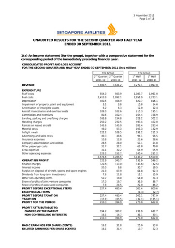 Thumbnail Singapore Airlines Quarterly Report 2011-q2