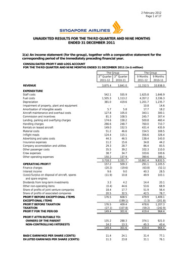 Thumbnail Singapore Airlines Quarterly Report 2011-q3