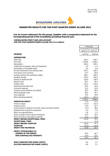 Thumbnail Singapore Airlines Quarterly Report 2012-q1