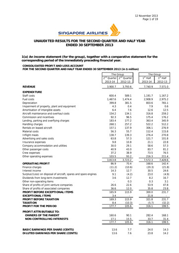 Thumbnail Singapore Airlines Quarterly Report 2013-q2