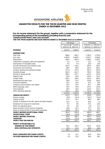 Thumbnail Singapore Airlines Quarterly Report 2013-q3