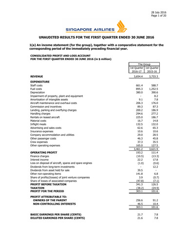 Thumbnail Singapore Airlines Quarterly Report 2016-q1