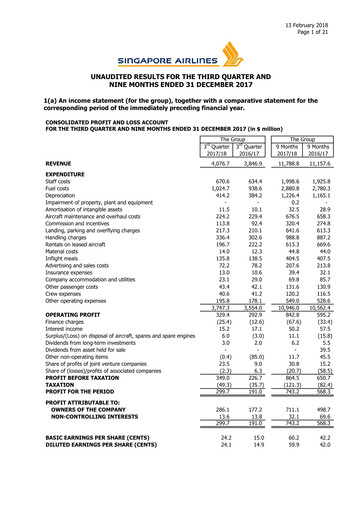 Thumbnail Singapore Airlines Quarterly Report 2017-q3
