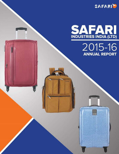 Thumbnail Safari Industries India Annual Report 2015-2016