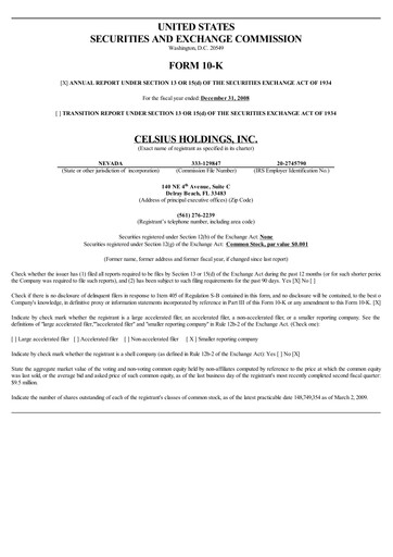 Thumbnail Celsius Holdings
 Annual Report 2008