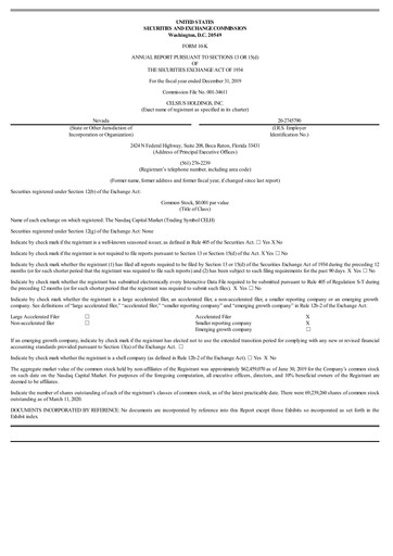 Thumbnail Celsius Holdings
 Annual Report 2019