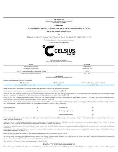 Thumbnail Celsius Holdings
 Annual Report 2025