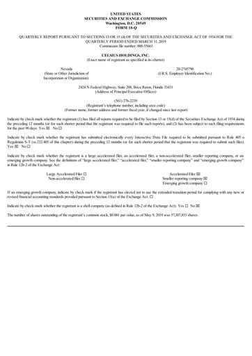 Thumbnail Celsius Holdings
 Quarterly Report 2019-q1