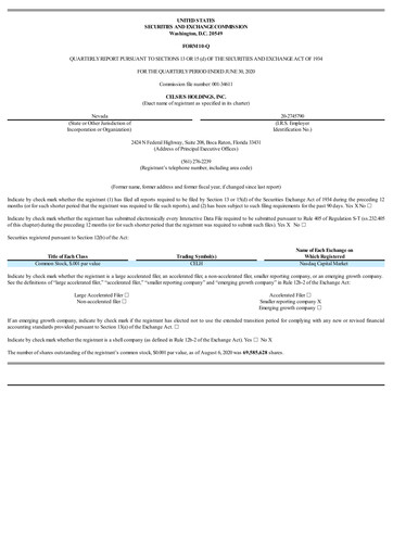 Thumbnail Celsius Holdings
 Quarterly Report 2020-q2