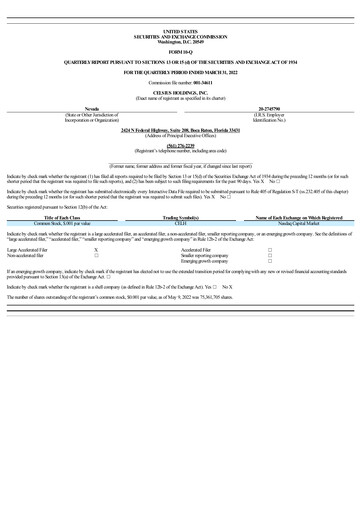 Thumbnail Celsius Holdings
 Quarterly Report 2022-q1