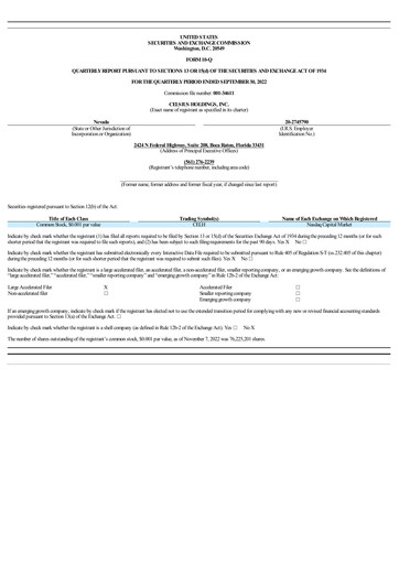 Thumbnail Celsius Holdings
 Quarterly Report 2022-q3