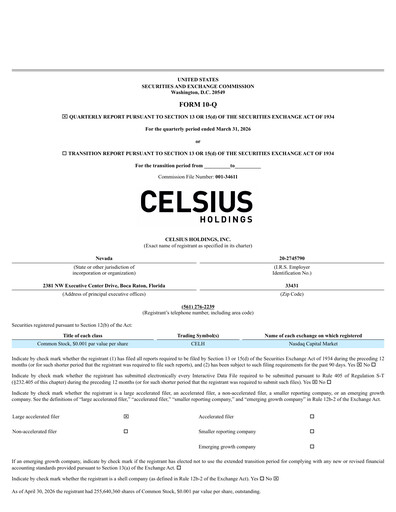 Thumbnail Celsius Holdings
 Quarterly Report 2026-q1