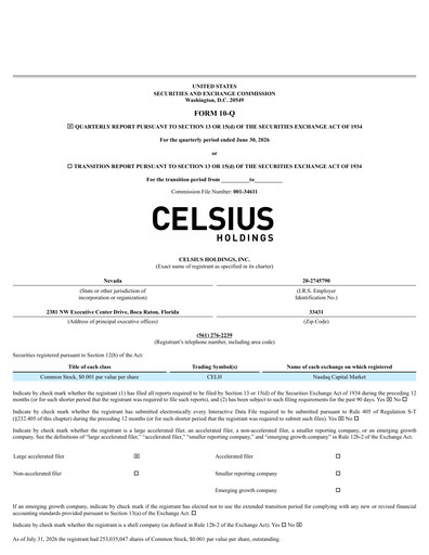 Thumbnail Celsius Holdings
 Quarterly Report 2026-q2