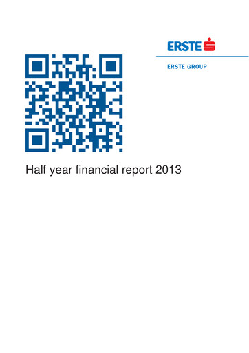 Miniature Erste Group Bank Rapport semestriel 2013-h1