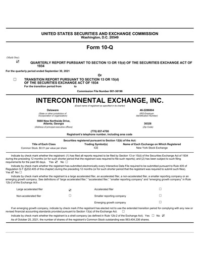 Thumbnail Intercontinental Exchange Quarterly Report 2021-q3