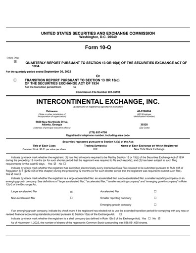 Thumbnail Intercontinental Exchange Quarterly Report 2022-q3