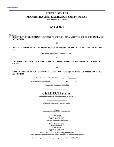 Vorschaubild Cellectis Jahresbericht 2018