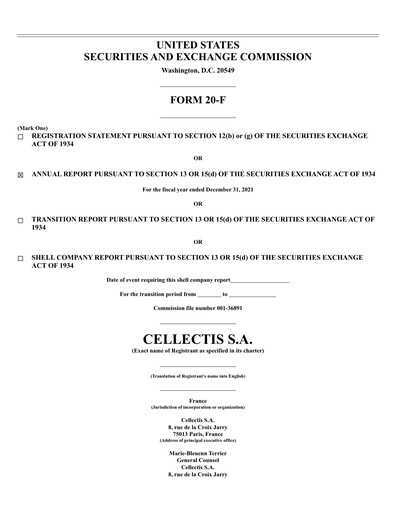 Vorschaubild Cellectis Jahresbericht 2021