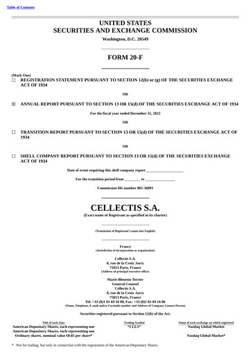 Vorschaubild Cellectis Jahresbericht 2022