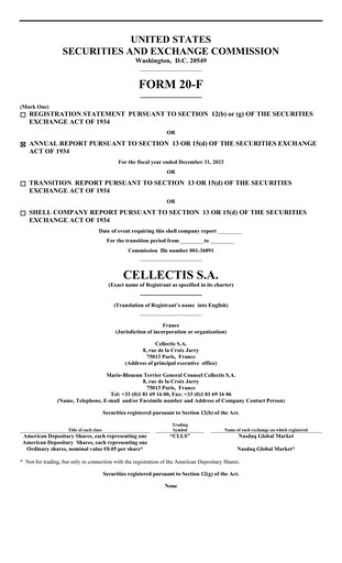 Vorschaubild Cellectis Jahresbericht 2023