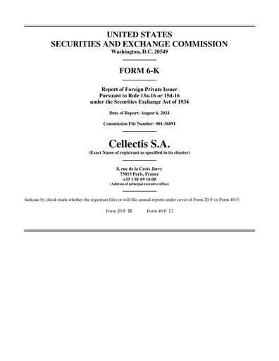 Thumbnail Cellectis Half-year Report 2024