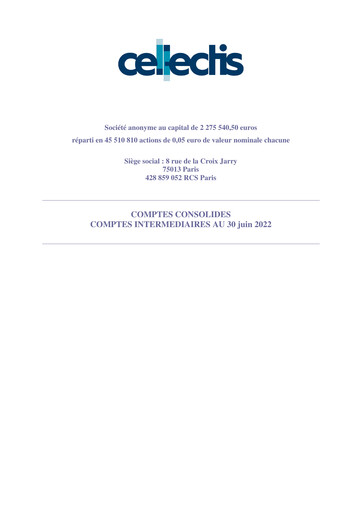 Thumbnail Cellectis Half-year Report 2022-h1