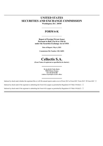 Thumbnail Cellectis Quarterly Report 2021-q1