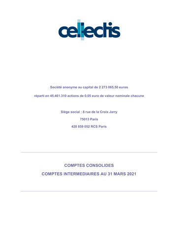 Thumbnail Cellectis Quarterly Report 2021-q1