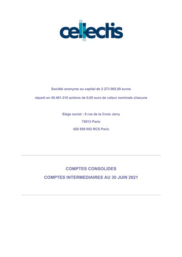 Thumbnail Cellectis Quarterly Report 2021-q2