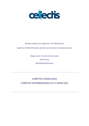 Thumbnail Cellectis Quarterly Report 2023-q1