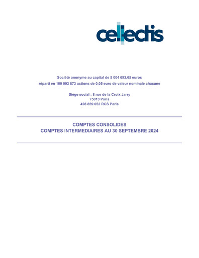 Thumbnail Cellectis Quarterly Report 2024-q3