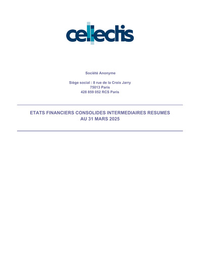 Thumbnail Cellectis Quarterly Report 2025-q1