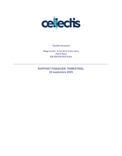 Thumbnail Cellectis Quarterly Report 2025-q3