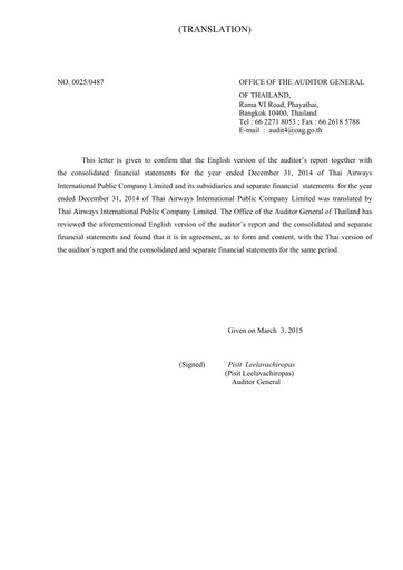 Thumbnail Thai Airways International
 Financial Statement 2014