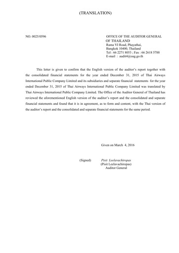 Thumbnail Thai Airways International
 Financial Statement 2015
