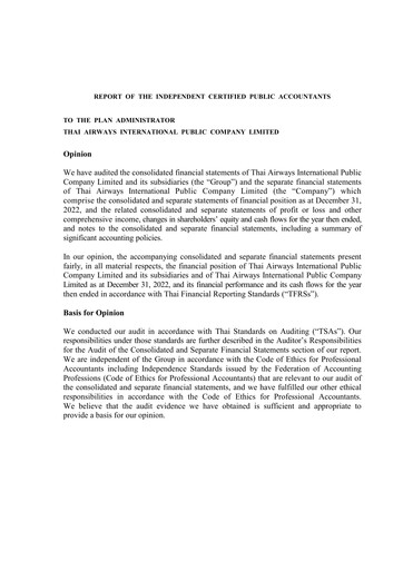 Thumbnail Thai Airways International
 Financial Statement 2022