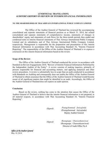 Thumbnail Thai Airways International
 Quarterly Report 2014-q1