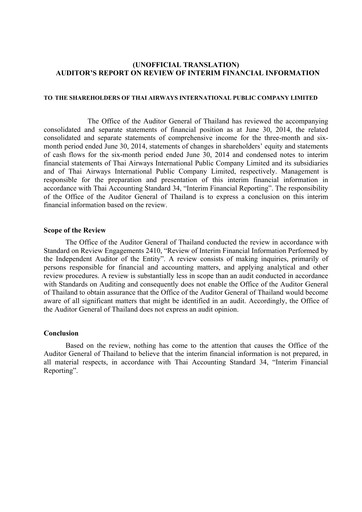 Thumbnail Thai Airways International
 Quarterly Report 2014-q2