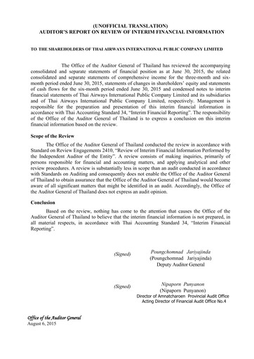 Thumbnail Thai Airways International
 Quarterly Report 2015-q2