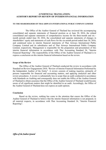 Thumbnail Thai Airways International
 Quarterly Report 2016-q2