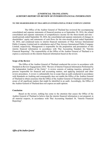 Thumbnail Thai Airways International
 Quarterly Report 2016-q3