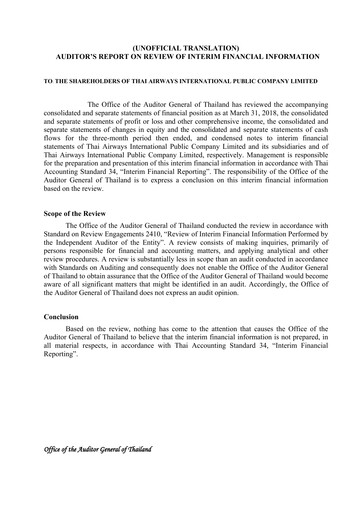 Thumbnail Thai Airways International
 Quarterly Report 2018-q1