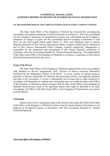 Thumbnail Thai Airways International
 Quarterly Report 2019-q1
