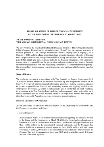 Thumbnail Thai Airways International
 Quarterly Report 2020-q1