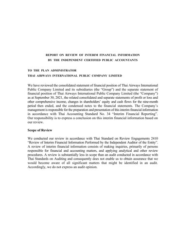 Thumbnail Thai Airways International
 Quarterly Report 2021-q3