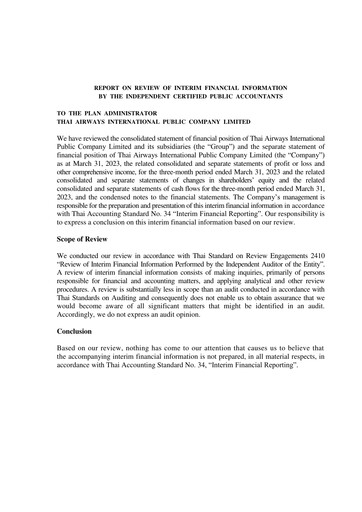 Thumbnail Thai Airways International
 Quarterly Report 2023-q1